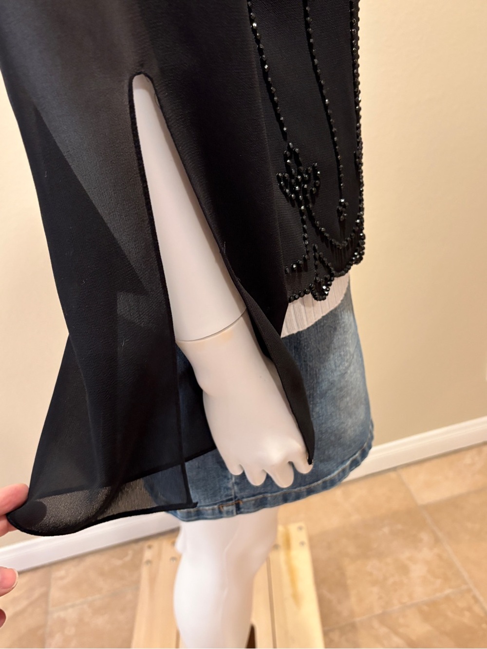 Caliendo Black Evening Cocktail Dress Jacket NEW Womens Size 16 Large Beaded - Picture 12 of 16